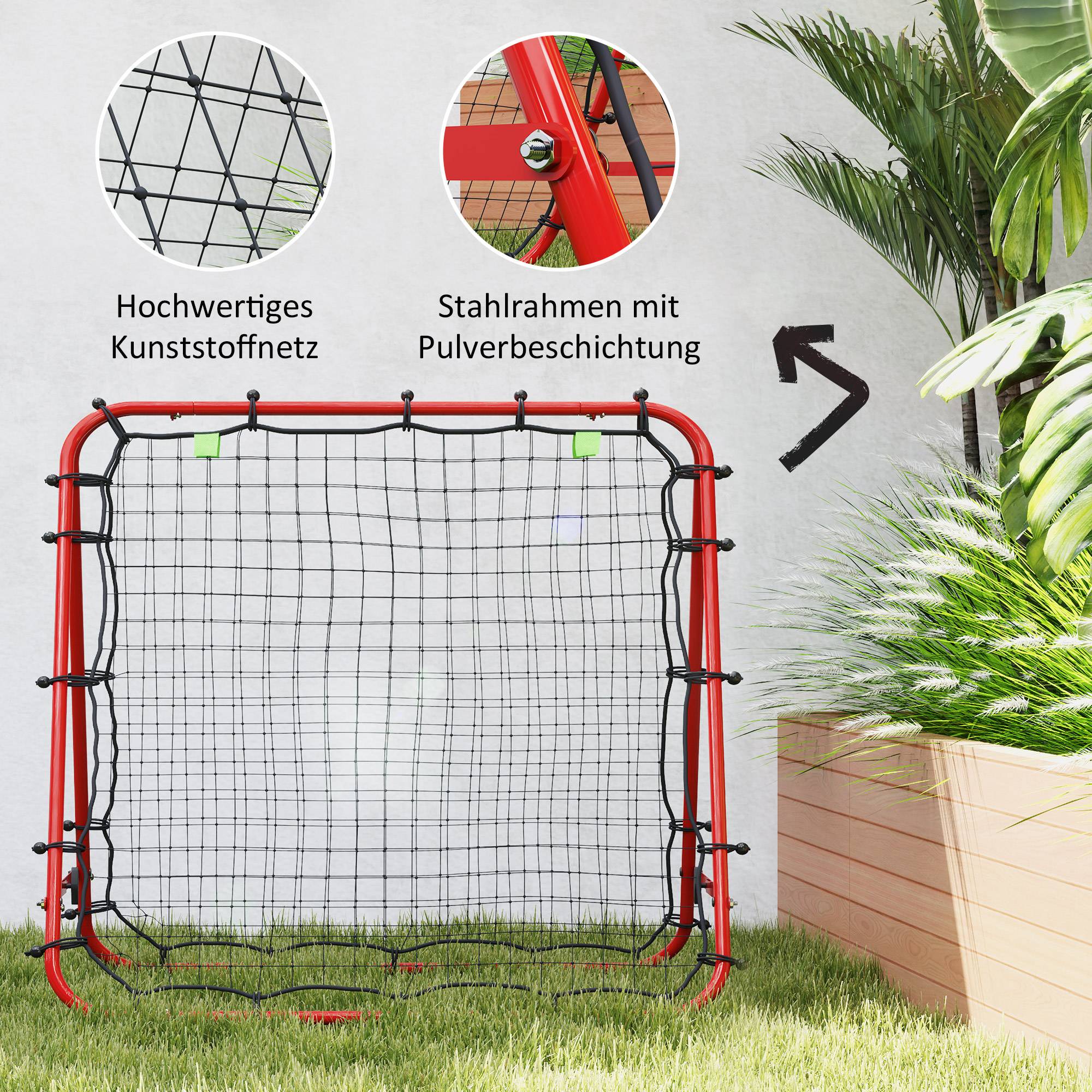 ComfortXL - Rebondeur de football en acier cage de retour angle réglable pour entraînement Rouge – ComfortXL Outdoor Living - Image 6
