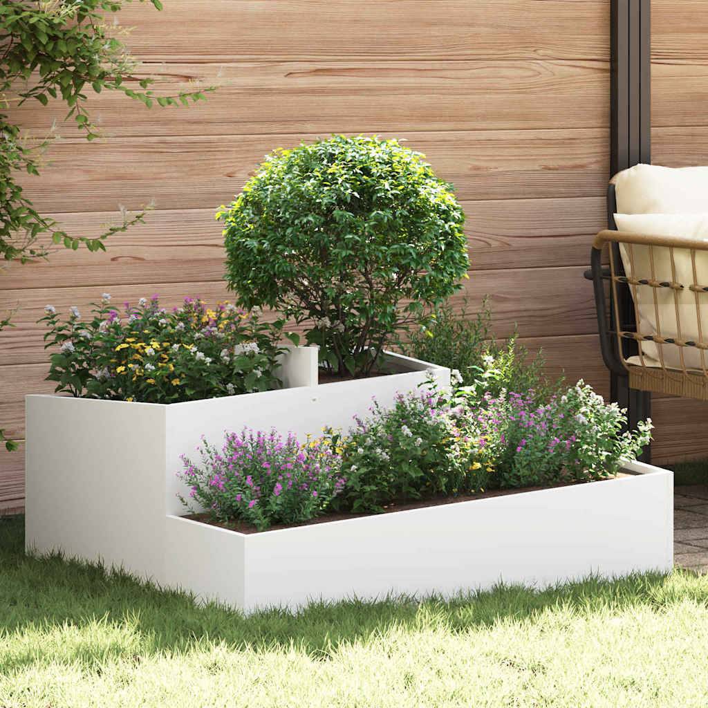 ComfortXL - Très grand cache-pot carré acier Blanc 100x100 cm – ComfortXL Outdoor Living - Image 1