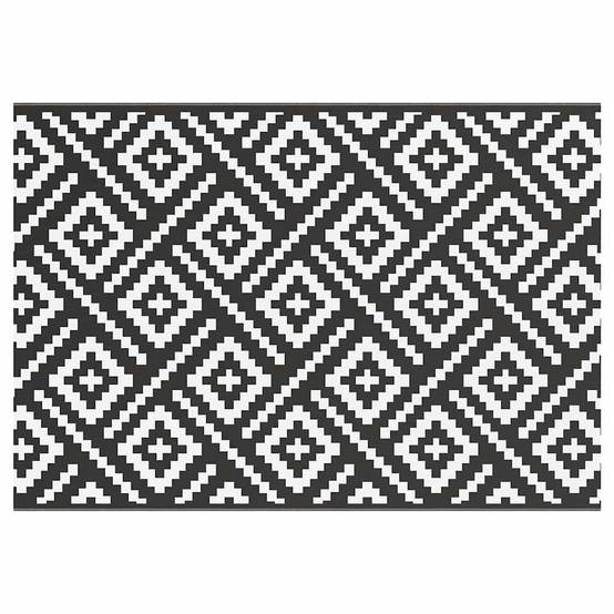 Tapis de Terrasse en PP Résistant UV et Lavable Intérieur Extérieur Blanc et Noir 160x230 cm – ComfortXL Outdoor Living - Image 2
