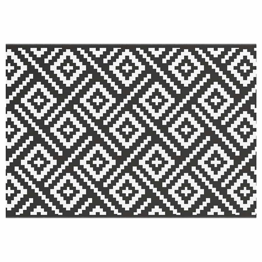 Tapis de Terrasse en PP Résistant UV et Lavable Intérieur Extérieur Blanc et Noir 160x230 cm – ComfortXL Outdoor Living - Image 2