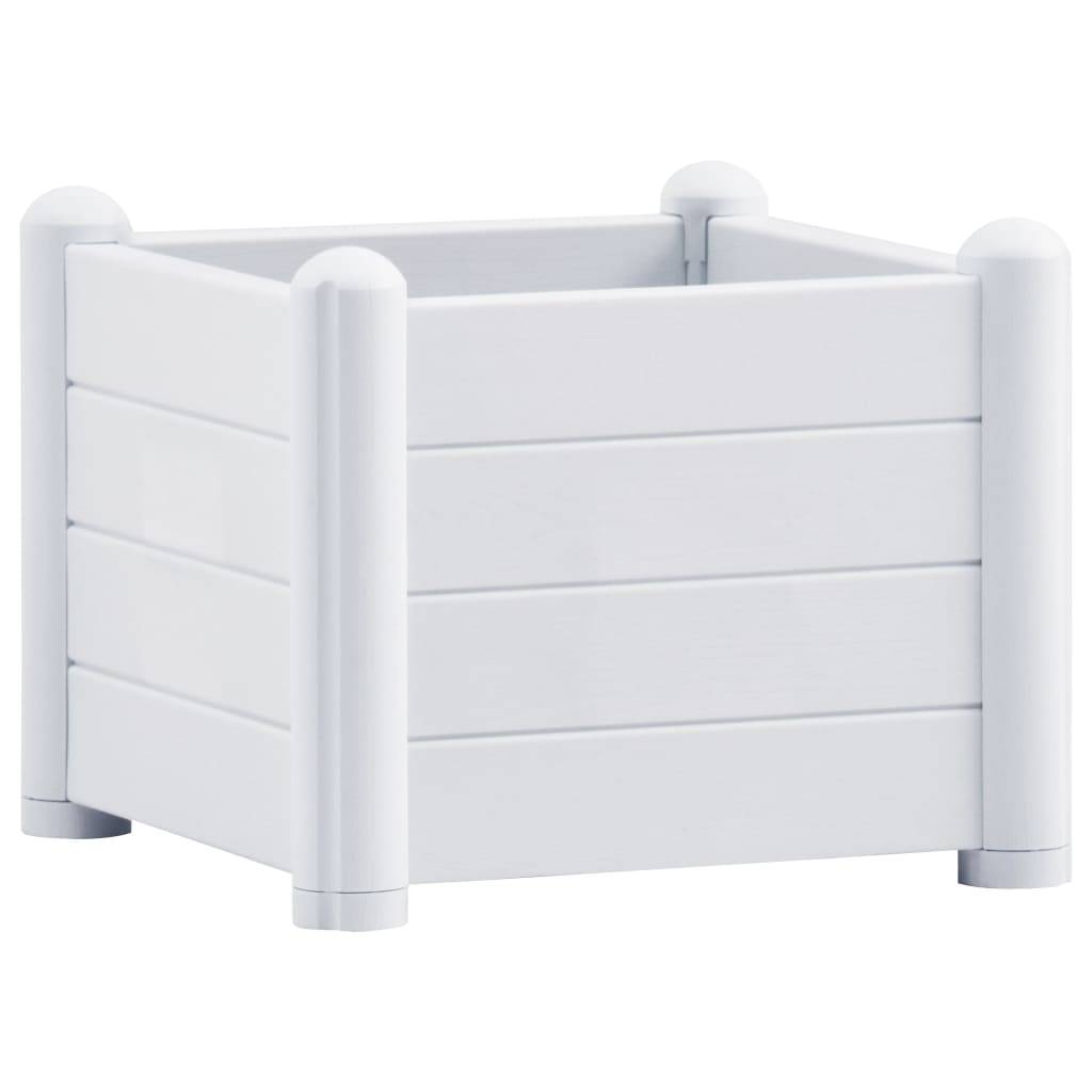 Helloshop26 - Jardinière lit surélevé plantes fleurs jardin PP 43 x 43 cm blanc - Image 1