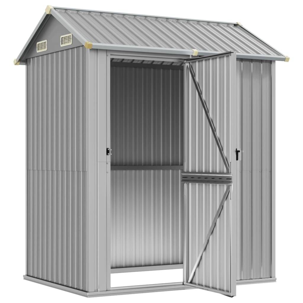 Helloshop26 - Abri de jardin cabane cabanon maison de stockage remise extérieur hangar outils robuste clair 192 x 152,5 x 237 cm acier galvanisé gris - Image 2