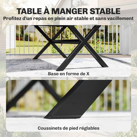 Ensemble repas de jardin aluminium gris 160 x 86 x 72 cm - PANGIVO - Image 9