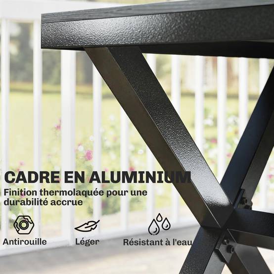 Ensemble repas de jardin aluminium gris 160 x 86 x 72 cm - PANGIVO - Image 6
