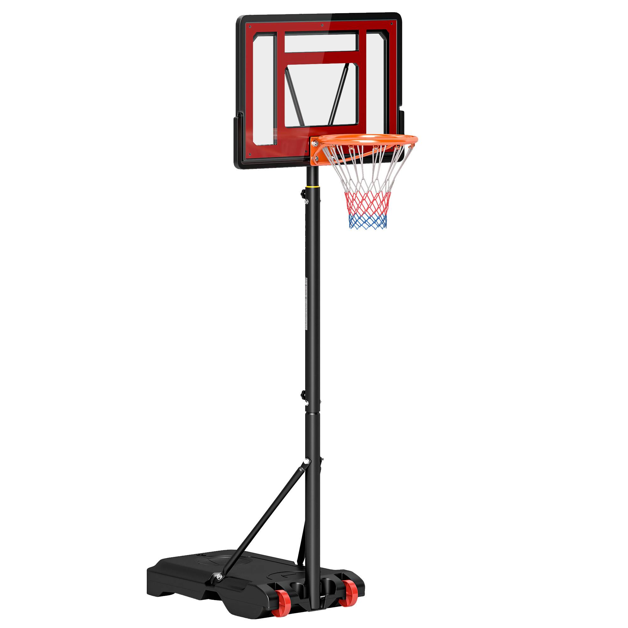 Panier de basket extérieur hauteur réglable 160–210 cm panier de basket sur pied à roulettes base remplissable noir - Image 1