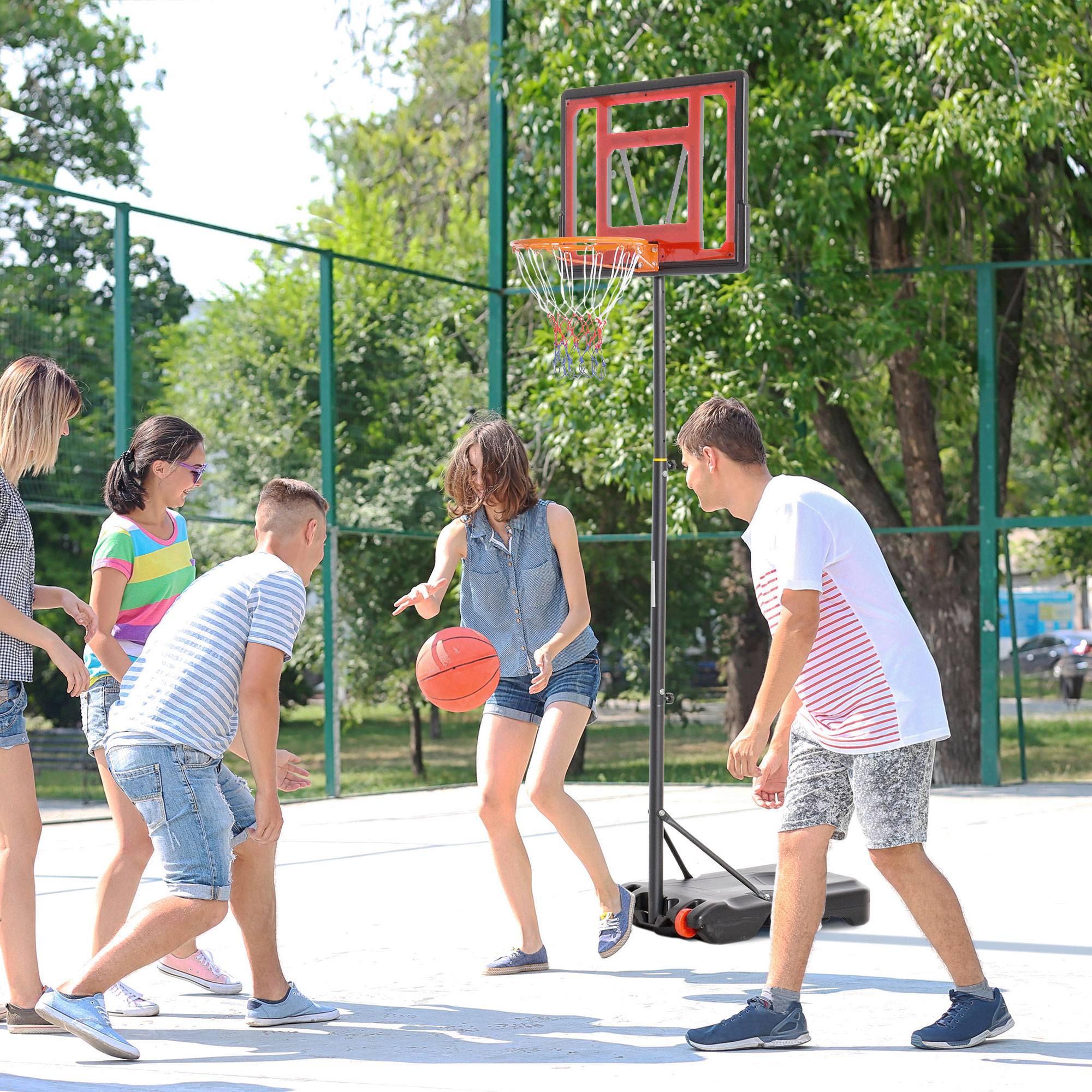 Panier de basket extérieur hauteur réglable 160–210 cm panier de basket sur pied à roulettes base remplissable noir - Image 4