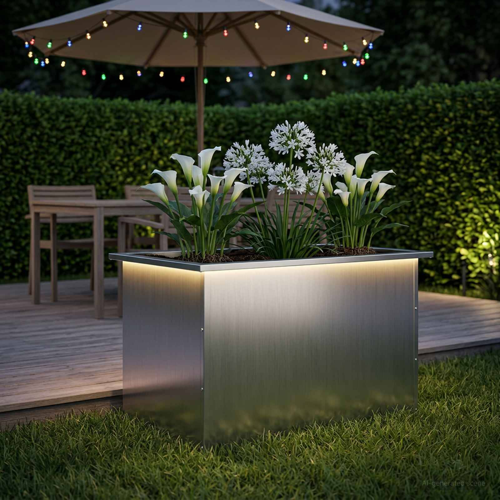 Vidaxl - Jardinière de jardin avec LED-Pot de fleur-Bac à fleurs Argenté 50 x 80 x 48 cm 249861 - Image 1