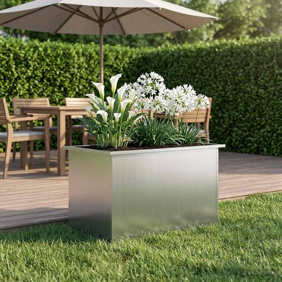 Vidaxl - Jardinière de jardin avec LED-Pot de fleur-Bac à fleurs Argenté 50 x 80 x 48 cm 249861 - Image 3