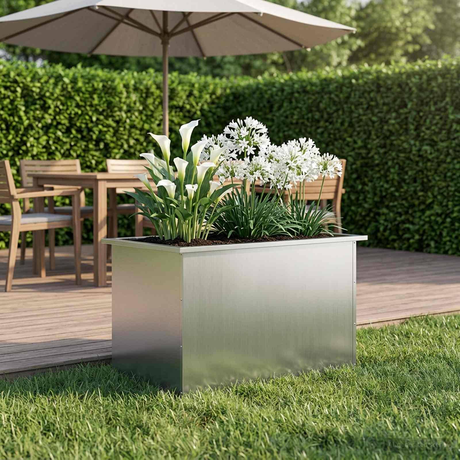 Vidaxl - Jardinière de jardin avec LED-Pot de fleur-Bac à fleurs Argenté 50 x 80 x 48 cm 249861 - Image 3
