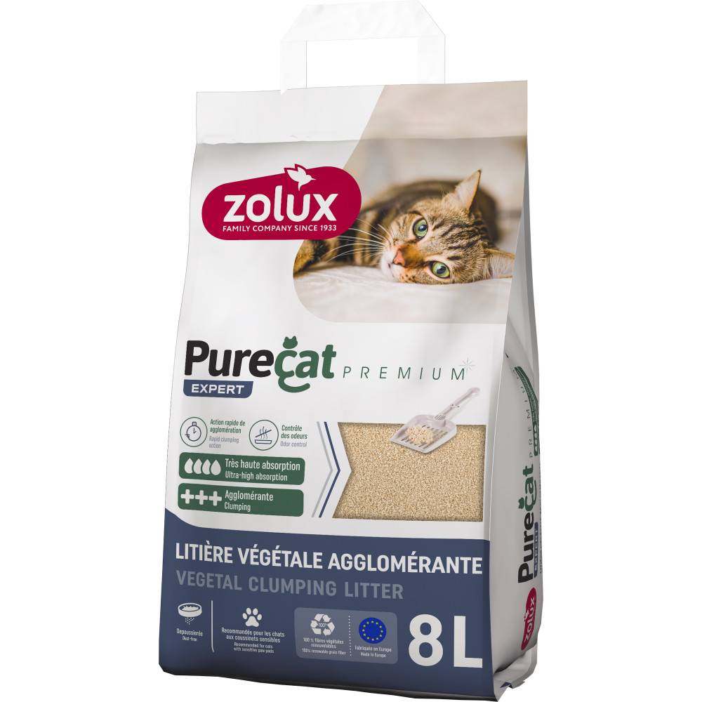 Zolux - Litière végétale agglomérante premium 8 litres pour chat - Image 1