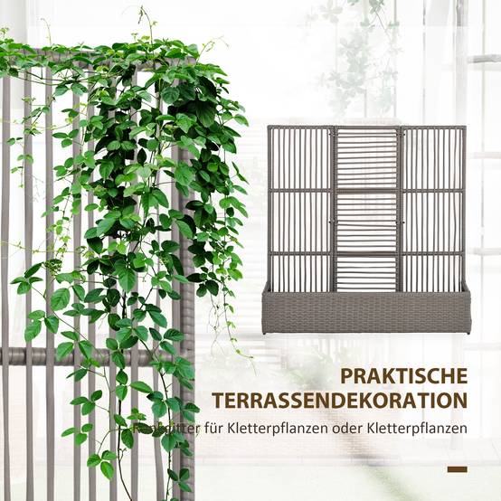 Jardinière avec treillis résine tressée gris 103 x 29 x 103 cm - PANGIVO - Image 6
