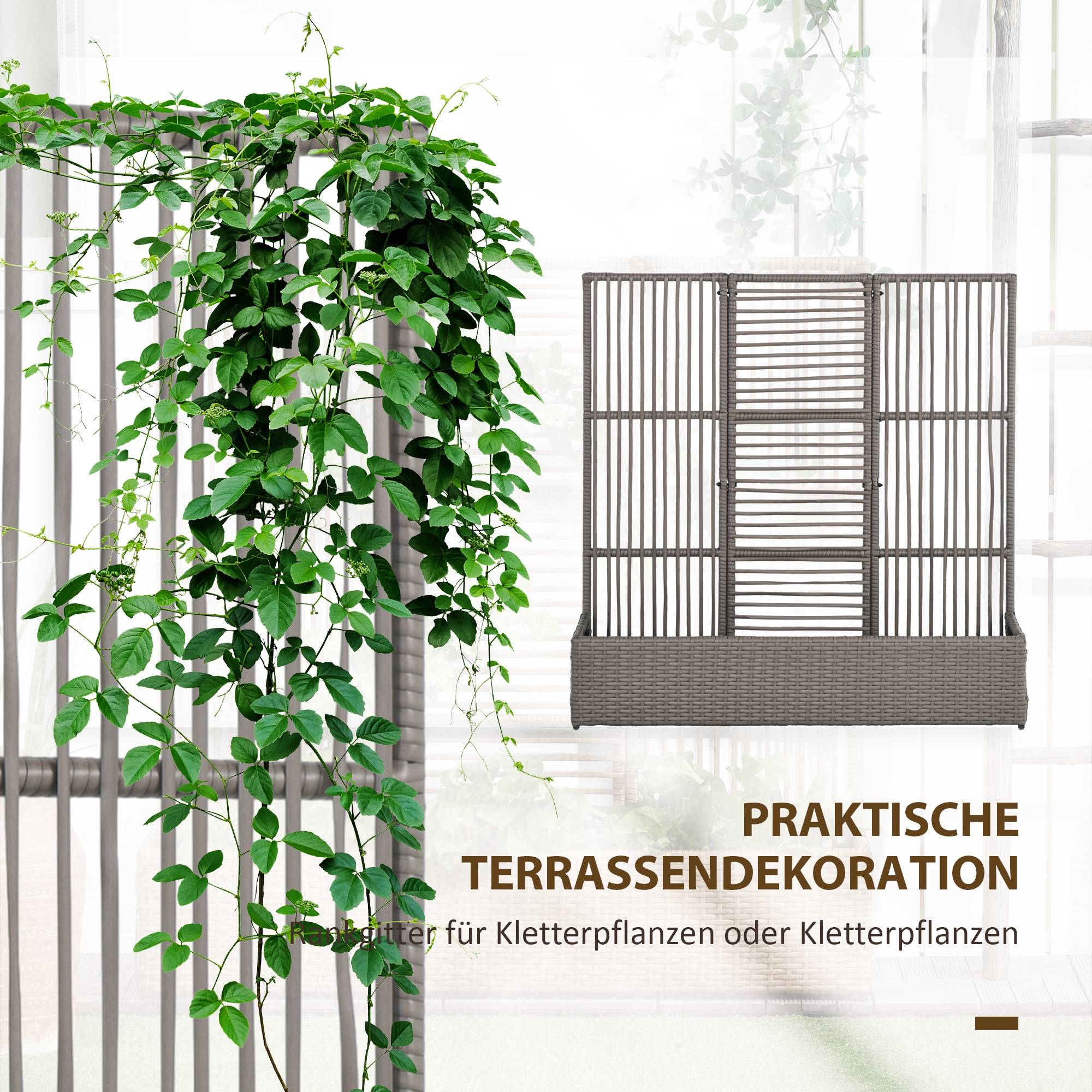 Jardinière avec treillis résine tressée gris 103 x 29 x 103 cm - PANGIVO - Image 6