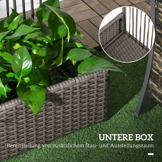 Jardinière avec treillis résine tressée gris 103 x 29 x 103 cm - PANGIVO - Image 7