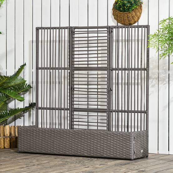 Jardinière avec treillis résine tressée gris 103 x 29 x 103 cm - PANGIVO - Image 4