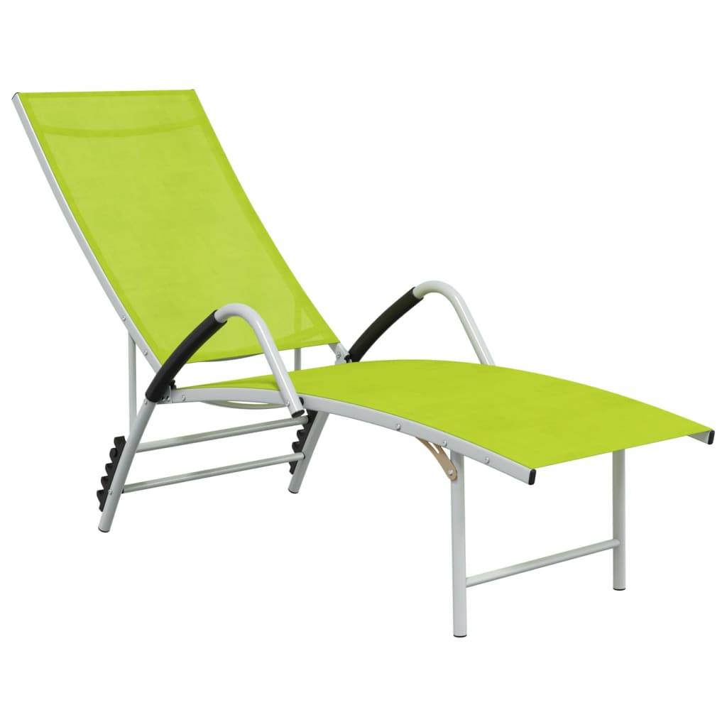 Helloshop26 - Transat chaise longue bain de soleil lit de jardin terrasse meuble d'extérieur textilène et aluminium vert - Image 1