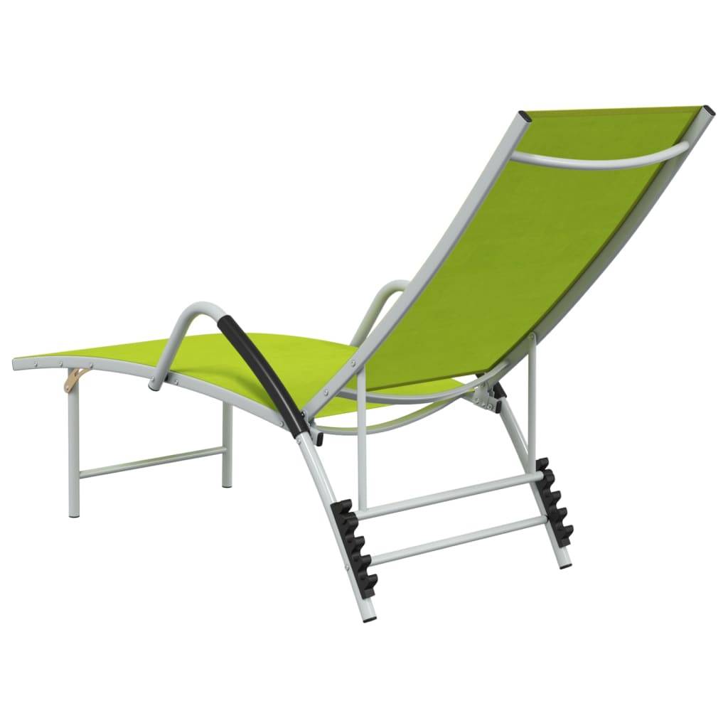 Helloshop26 - Transat chaise longue bain de soleil lit de jardin terrasse meuble d'extérieur textilène et aluminium vert - Image 3