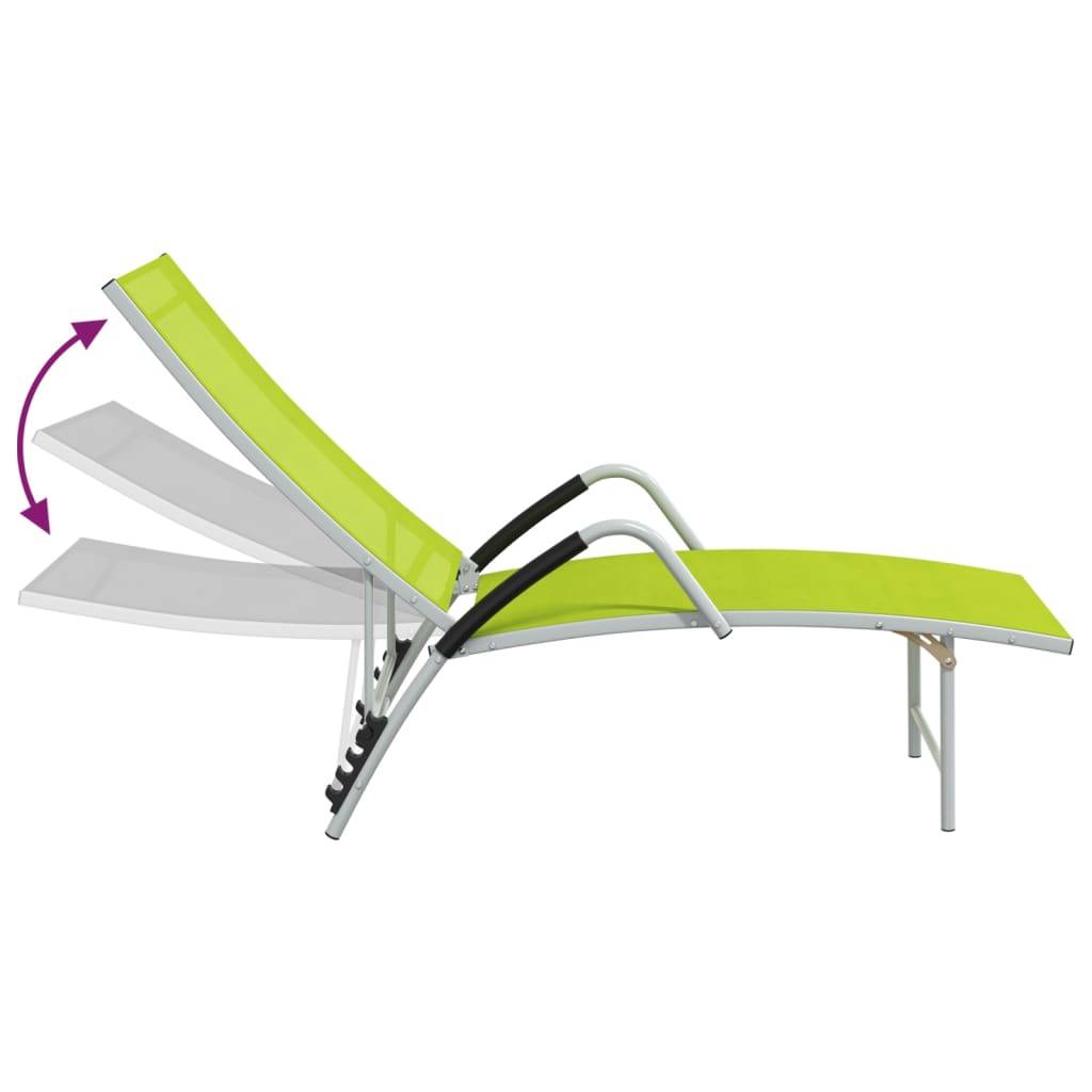 Helloshop26 - Transat chaise longue bain de soleil lit de jardin terrasse meuble d'extérieur textilène et aluminium vert - Image 4