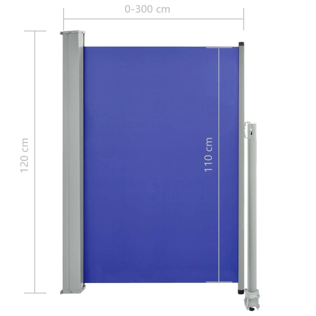 Helloshop26 - Auvent paravent store brise-vue latéral rétractable de patio jardin terrasse balcon protection visuelle écran 120 x 300 cm bleu - Image 6
