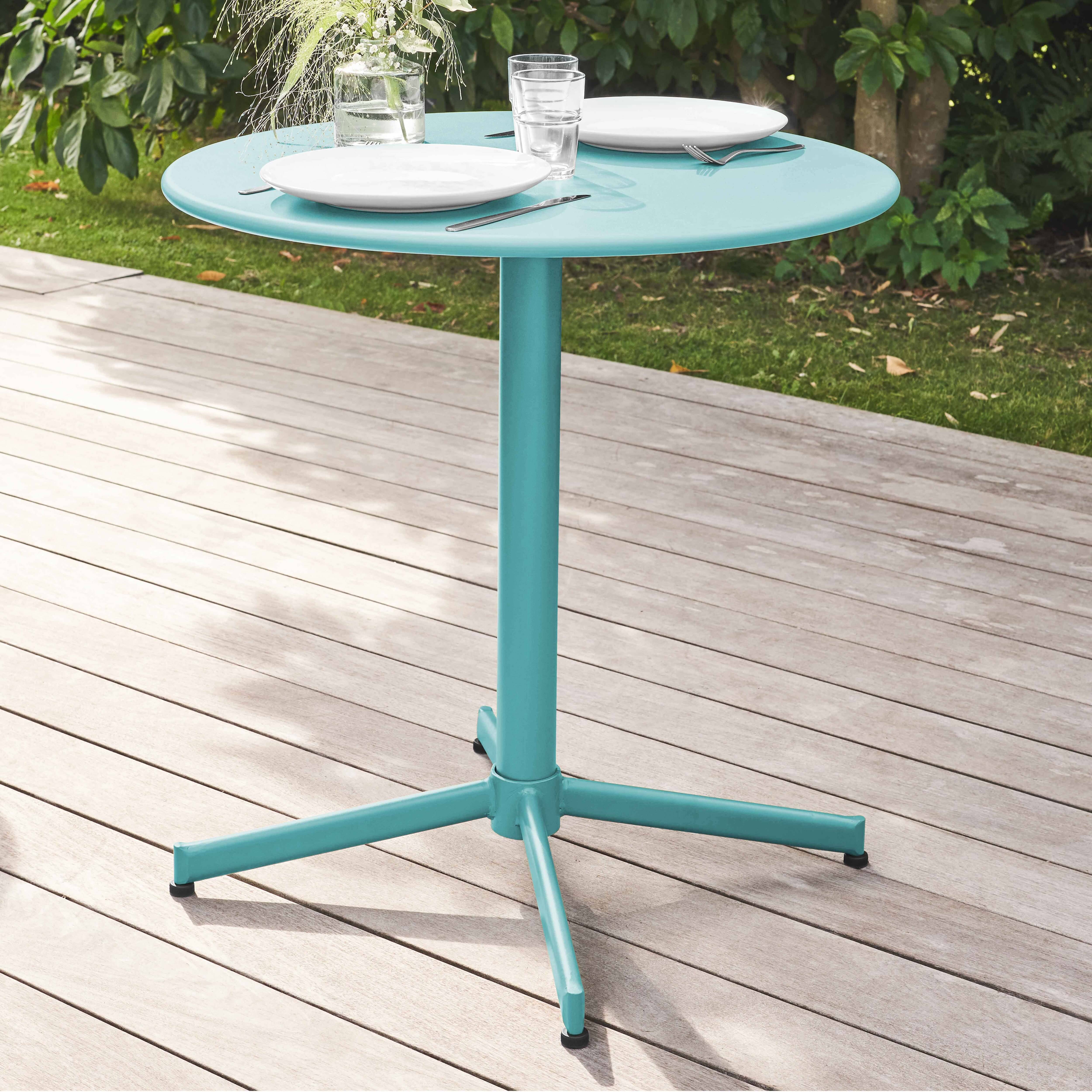 Oviala - Ensemble table de jardin et 2 fauteuils métal turquoise Palavas - Oviala - Image 4