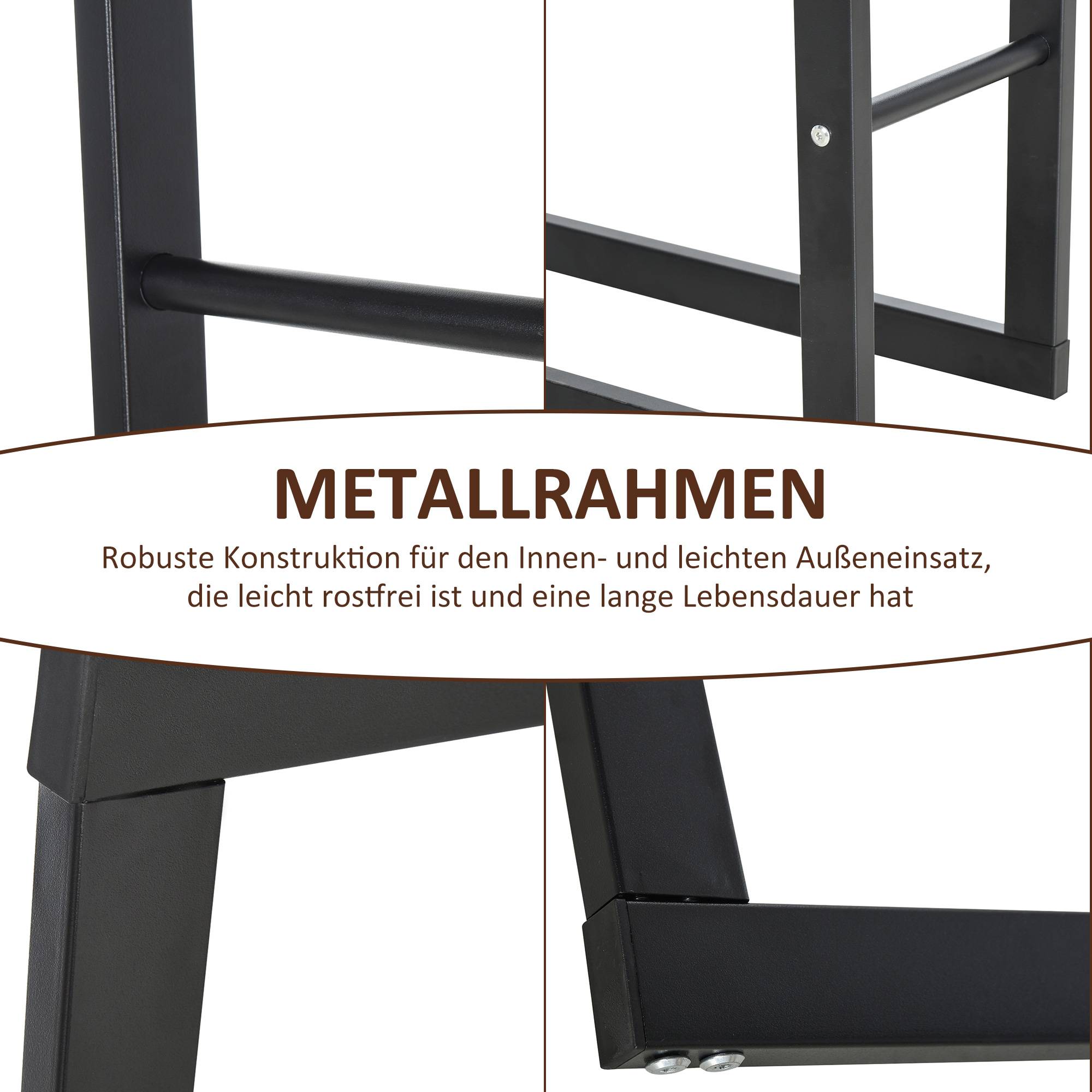 ComfortXL - Porte-bûches en métal noir 40 x 25 x 100 cm pour cheminée terrasse jardin extérieur rangement jusqu’à 100 kg - Image 6