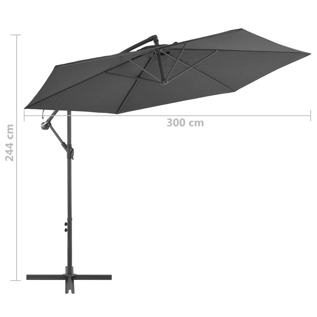 Helloshop26 - Parasol meuble de jardin en porte-à-faux avec poteau aluminium 300 cm anthracite - Image 7