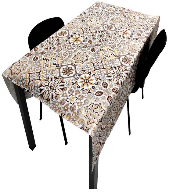 Nappe Composition PVC Base Polyester Anti-taches Mosaïque Marron Taille 100X140 CM - Image 1