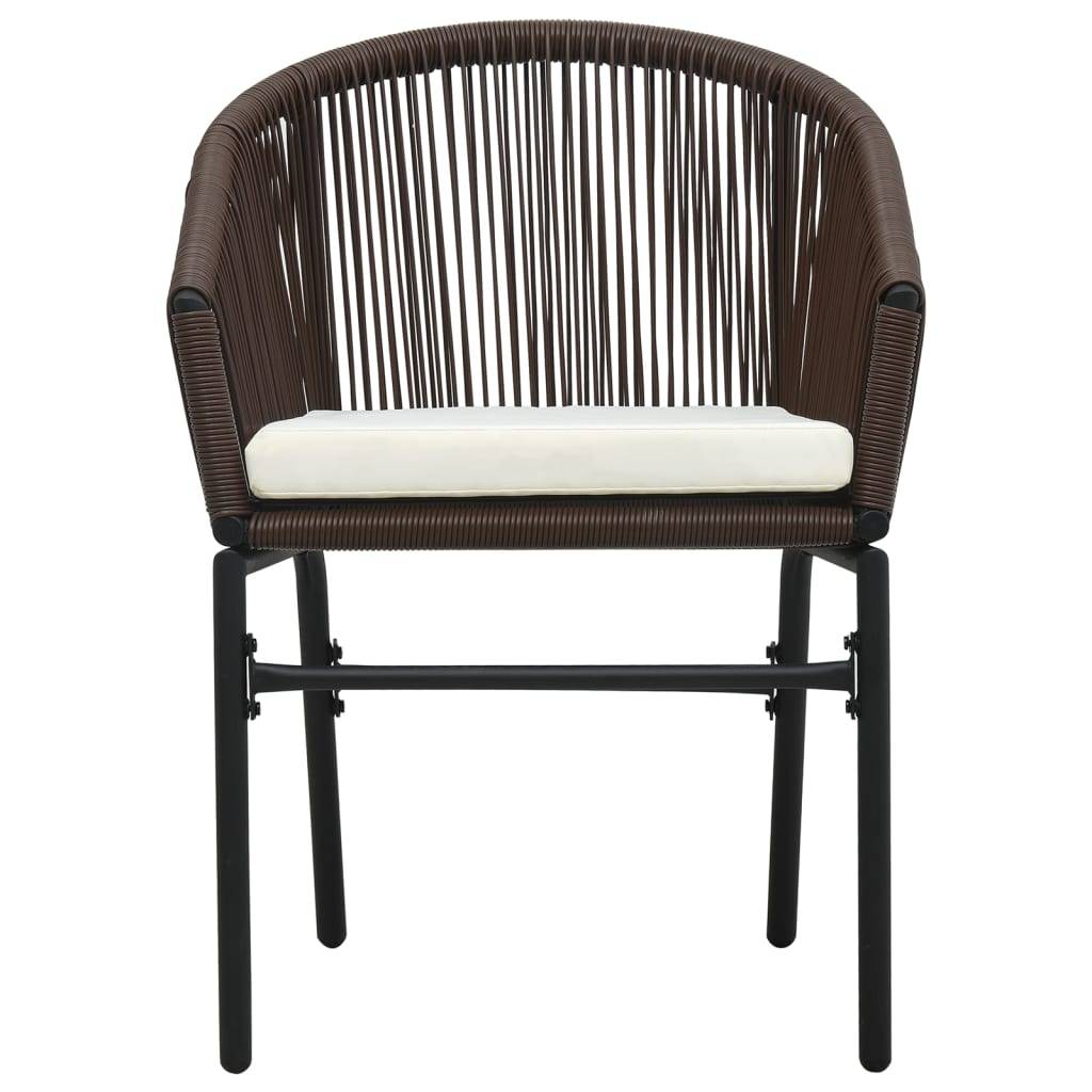 Ensemble Repas Jardin 2P Rotin PVC Coussins Blanc Crème Marron – ComfortXL Outdoor Living - Image 5
