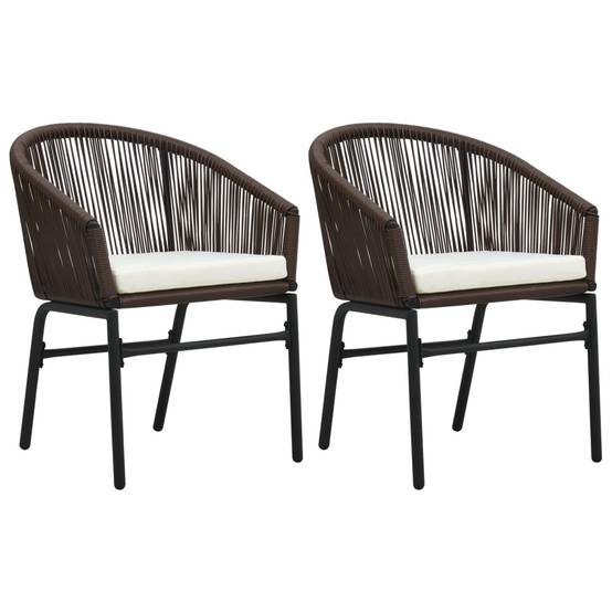 Ensemble Repas Jardin 2P Rotin PVC Coussins Blanc Crème Marron – ComfortXL Outdoor Living - Image 3