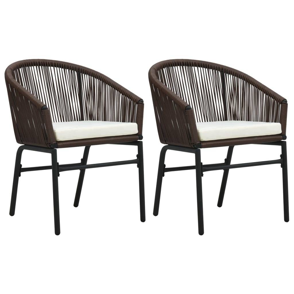 Ensemble Repas Jardin 2P Rotin PVC Coussins Blanc Crème Marron – ComfortXL Outdoor Living - Image 3