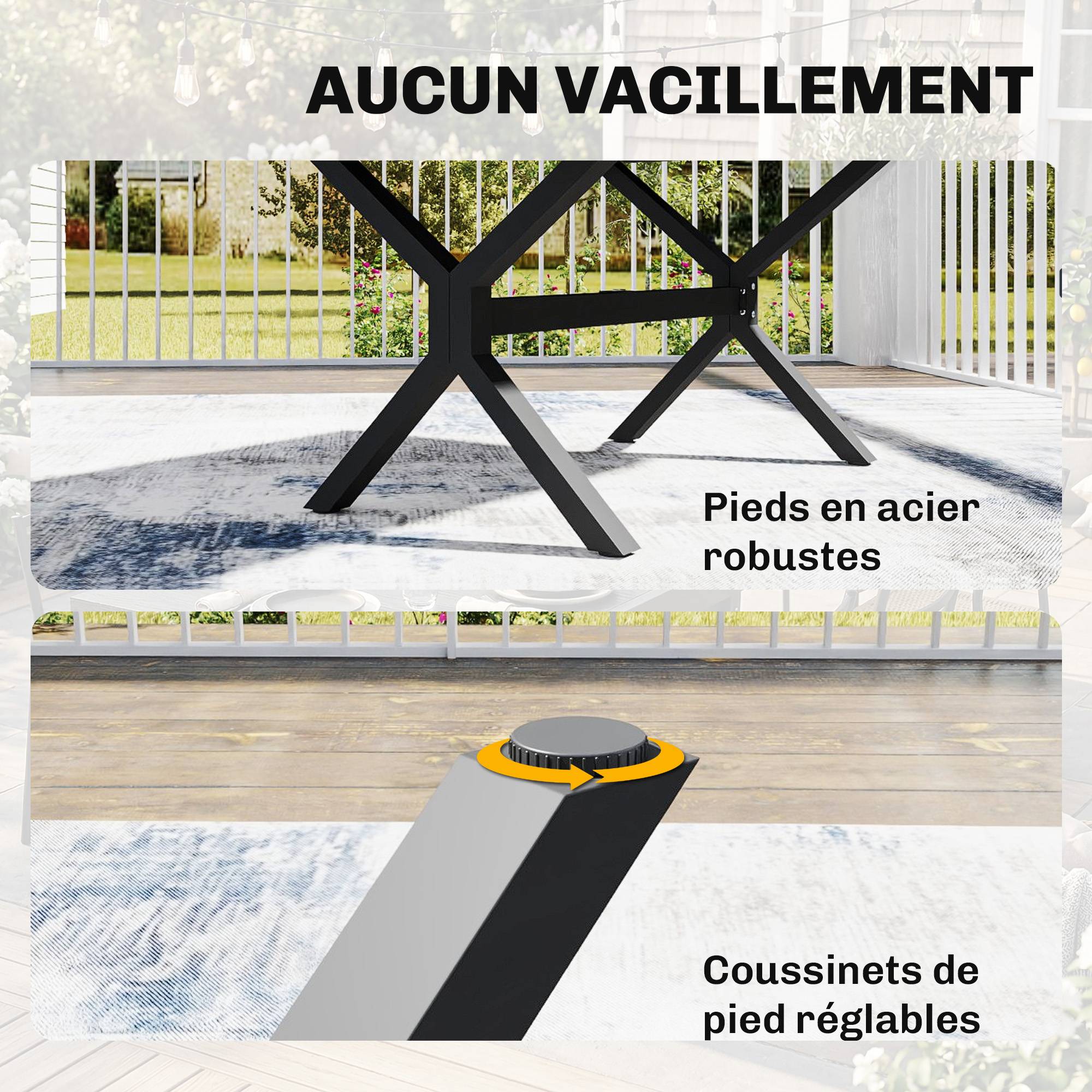 Table de Jardin Extensible Aluminium Table de Repas Extérieure Effet Bois 8-10 Personnes 214x85x73cm Gris Anthracite - Image 8
