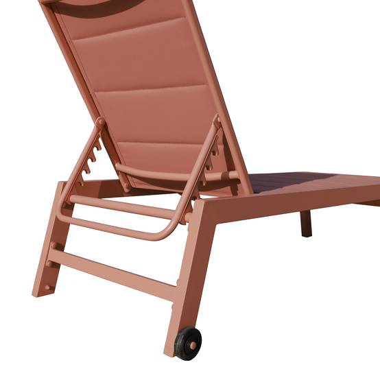 Set bain de soleil et table d'appoint BARBADOS en textilène terracotta - aluminium terracotta - HAPPY GARDEN - Image 5