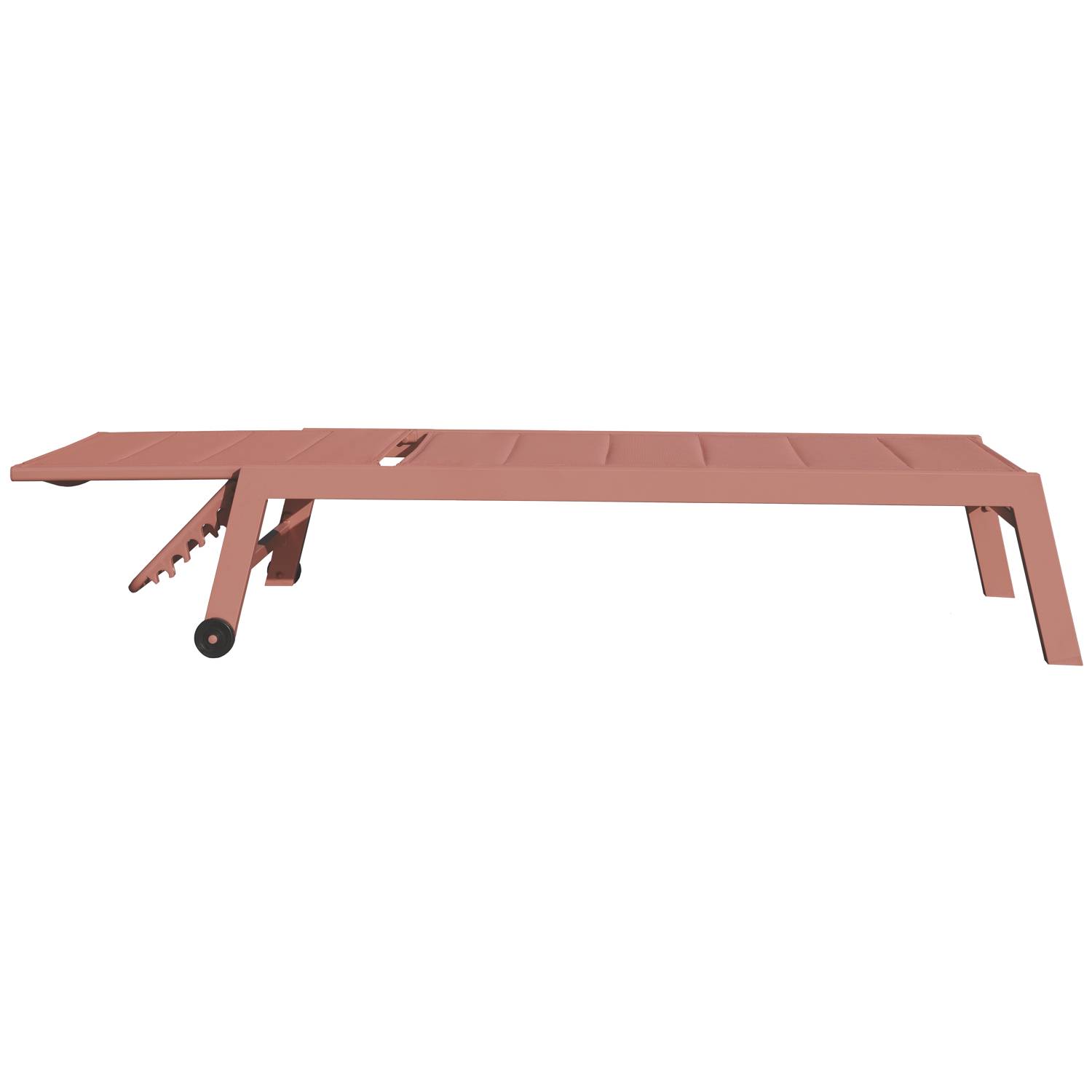 Set bain de soleil et table d'appoint BARBADOS en textilène terracotta - aluminium terracotta - HAPPY GARDEN - Image 10