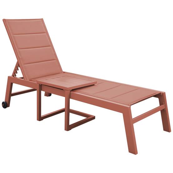 Set bain de soleil et table d'appoint BARBADOS en textilène terracotta - aluminium terracotta - HAPPY GARDEN - Image 3