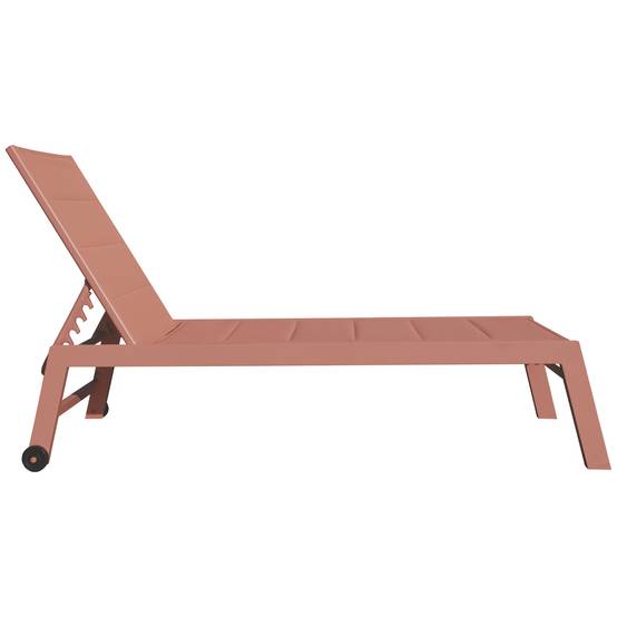 Set bain de soleil et table d'appoint BARBADOS en textilène terracotta - aluminium terracotta - HAPPY GARDEN - Image 9