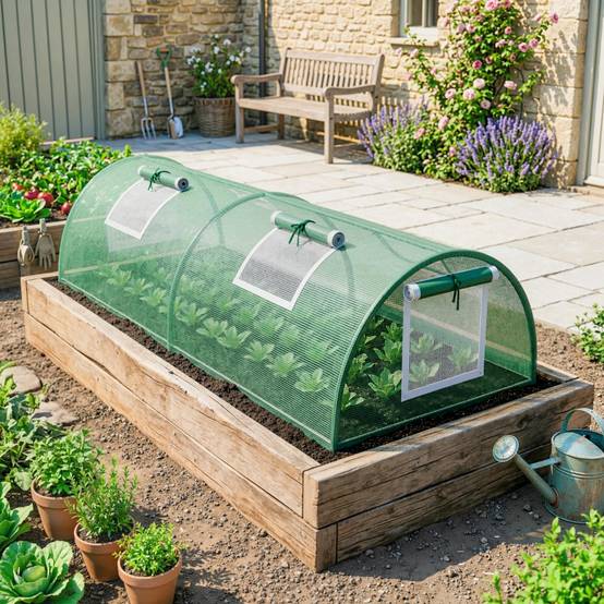 ComfortXL - Mini serre tunnel en PE renforcé et acier 200 x 80 x 45 cm verte potager 4 fenêtres - ComfortXL Outdoor Living - Image 1