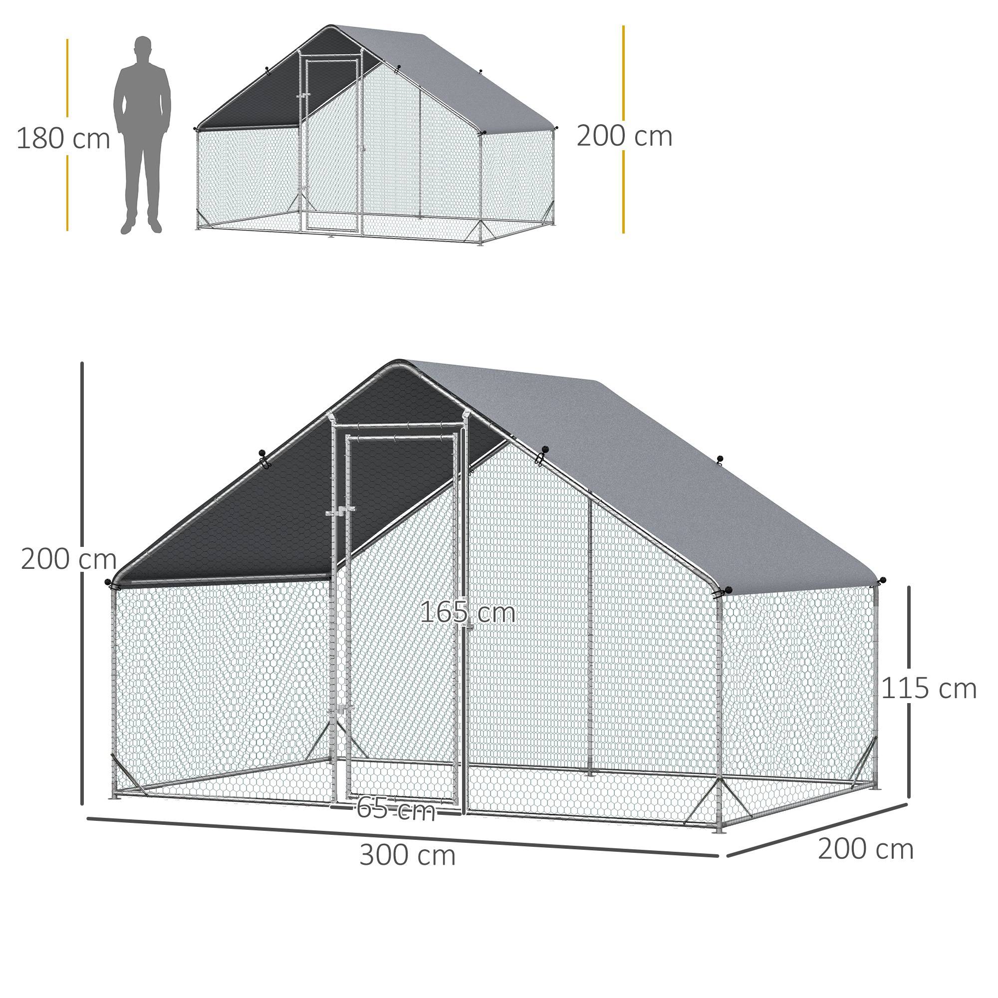 Sans Marque - Enclos poulailler chenil volière extérieur 6 m² - Parc grillagé dim. 3L x 2l x 2H m - Espace Couvert - Acier galvanisé - Image 5