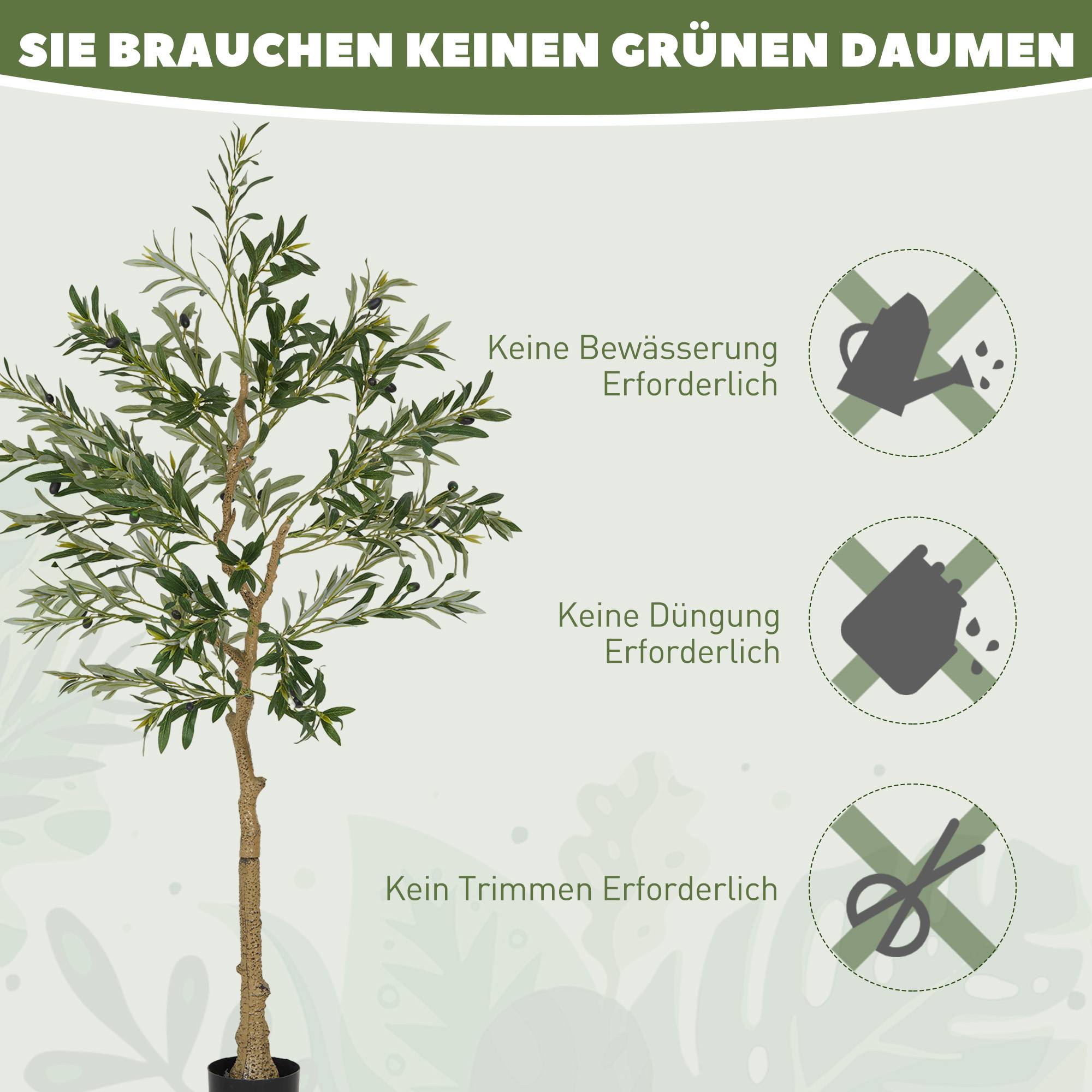 Plante artificielle, olivier artificiel, 150 cm, 720 feuilles, 40 olives, pot de fleurs robuste, plante décorative, verte - Image 9