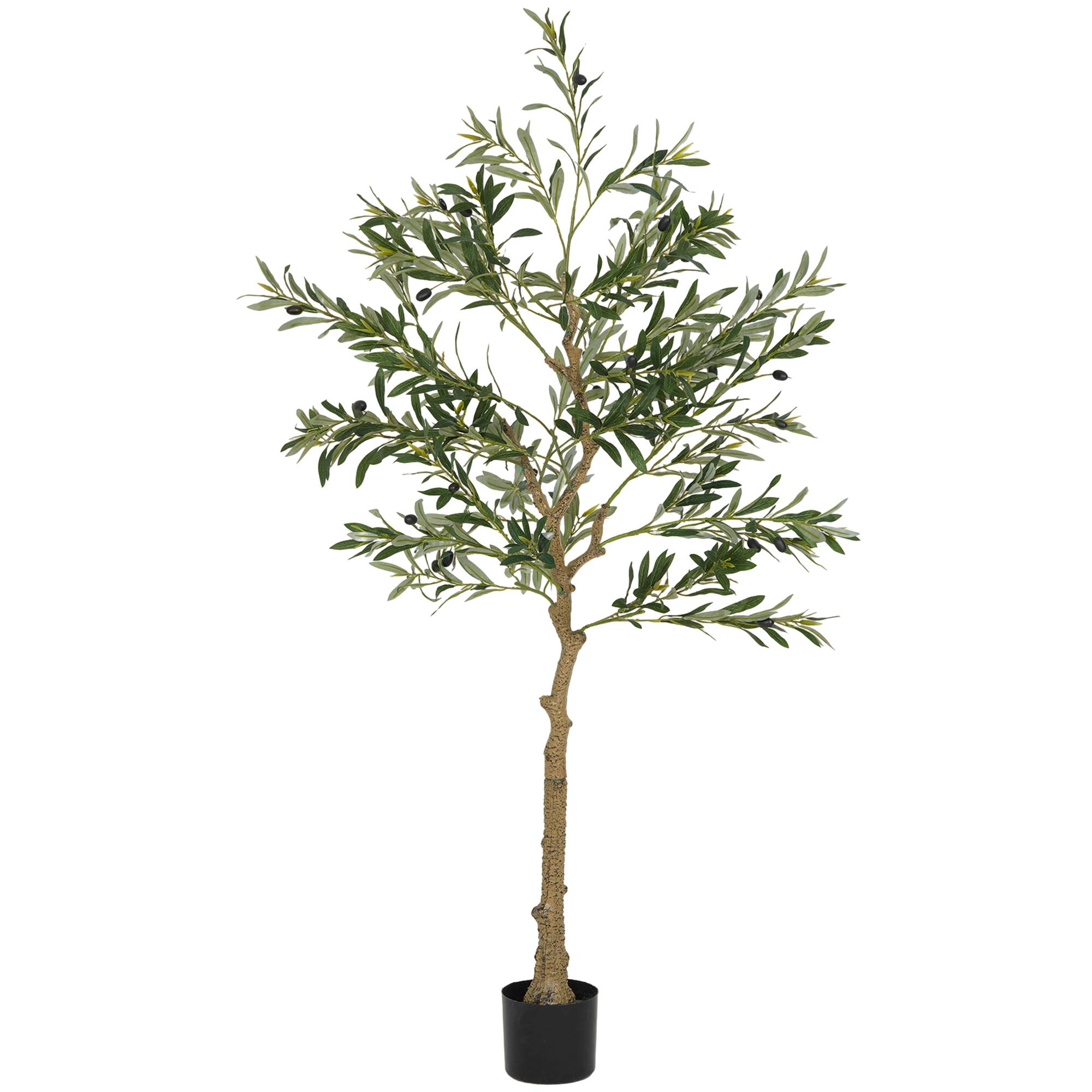 Plante artificielle, olivier artificiel, 150 cm, 720 feuilles, 40 olives, pot de fleurs robuste, plante décorative, verte - Image 2