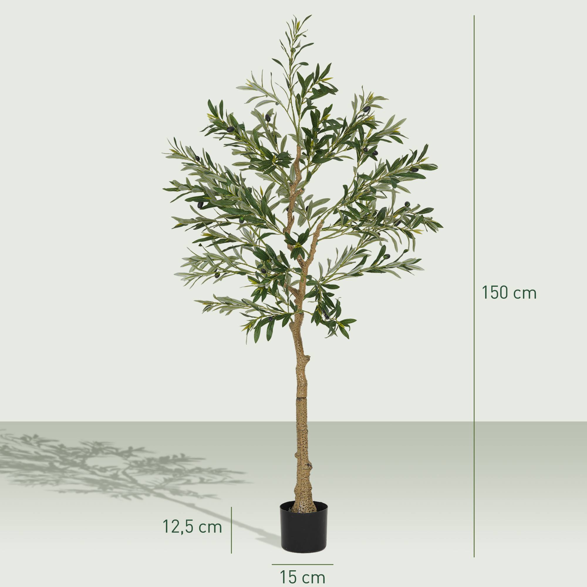 Plante artificielle, olivier artificiel, 150 cm, 720 feuilles, 40 olives, pot de fleurs robuste, plante décorative, verte - Image 5