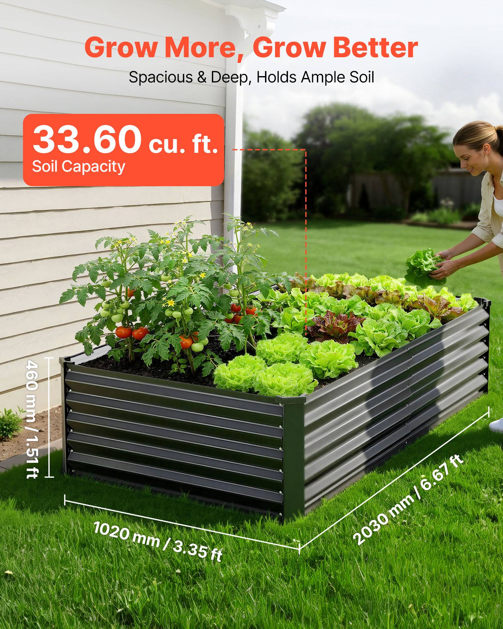 Vevor - VEVOR Carré Potager Surélevé Métal Rectangulaire 203x102x46 cm 2 PCS Gris Foncé - Image 2