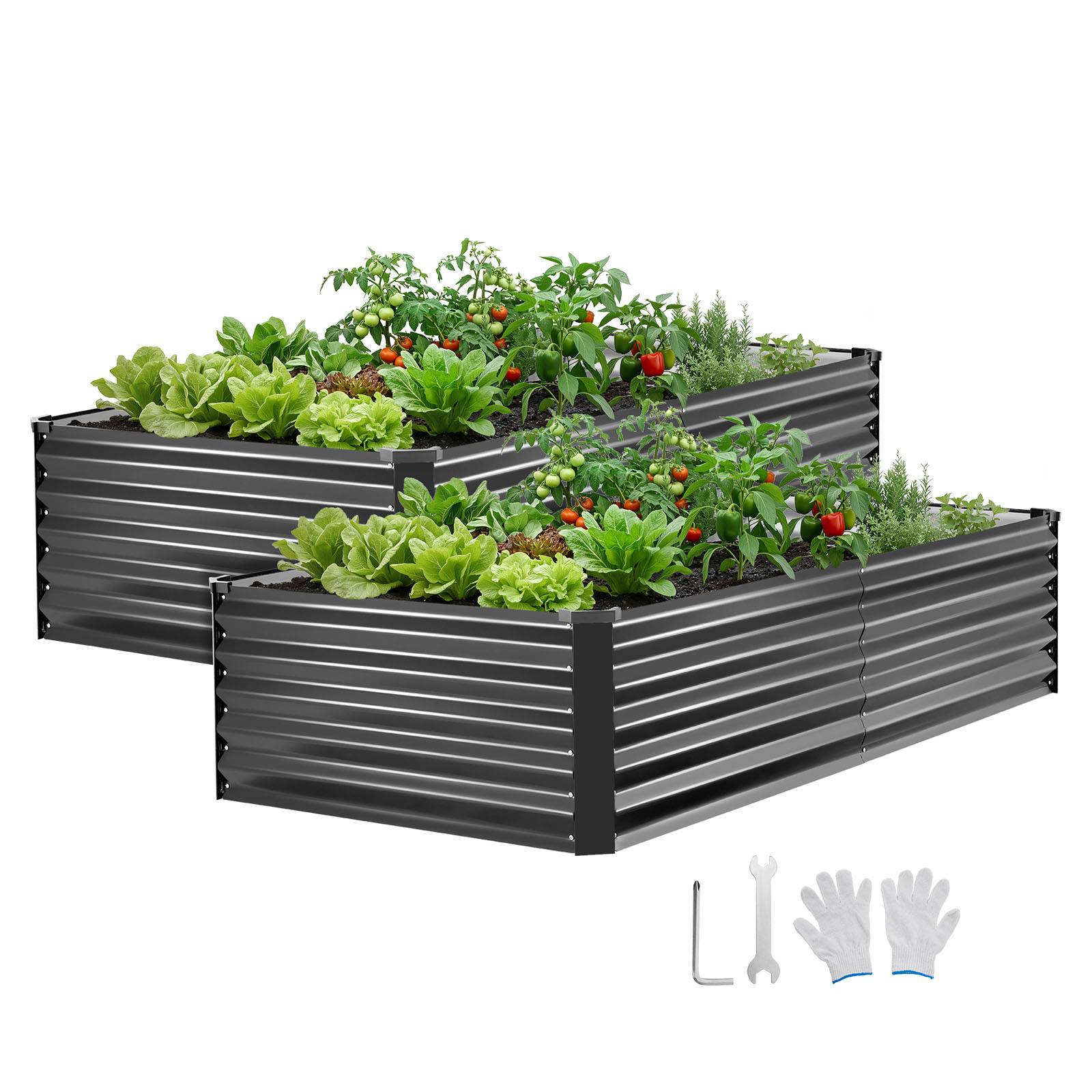 Vevor - VEVOR Carré Potager Surélevé Métal Rectangulaire 203x102x46 cm 2 PCS Gris Foncé - Image 1