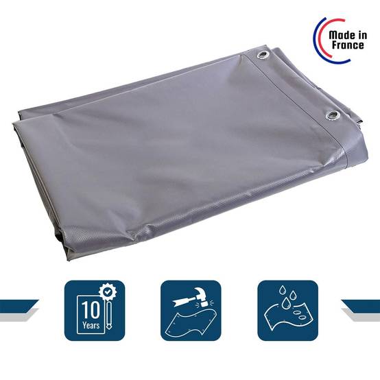 Bâche PVC 10x12 m Grise - Garantie 10 ans - XP640MU - Bâche de protection étanche - Résistance Anti-UV - Made in France TECPLAST - Image 2