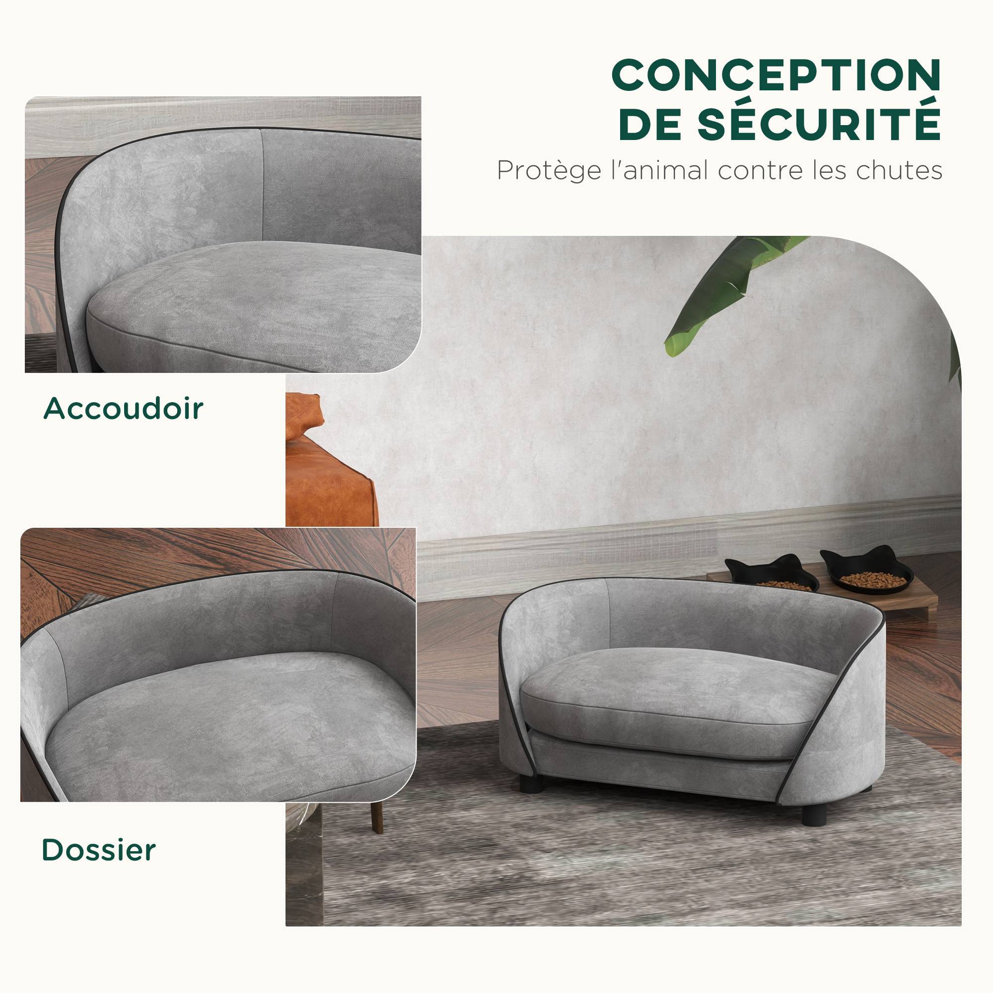 Sans Marque - Canapé pour chien avec coussin doux housse amovible et lavable revêtement en velours néerlandais gris - Image 9