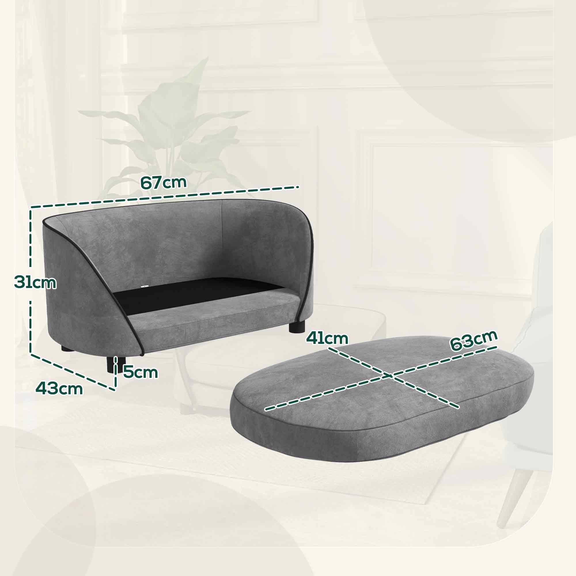 Sans Marque - Canapé pour chien avec coussin doux housse amovible et lavable revêtement en velours néerlandais gris - Image 5