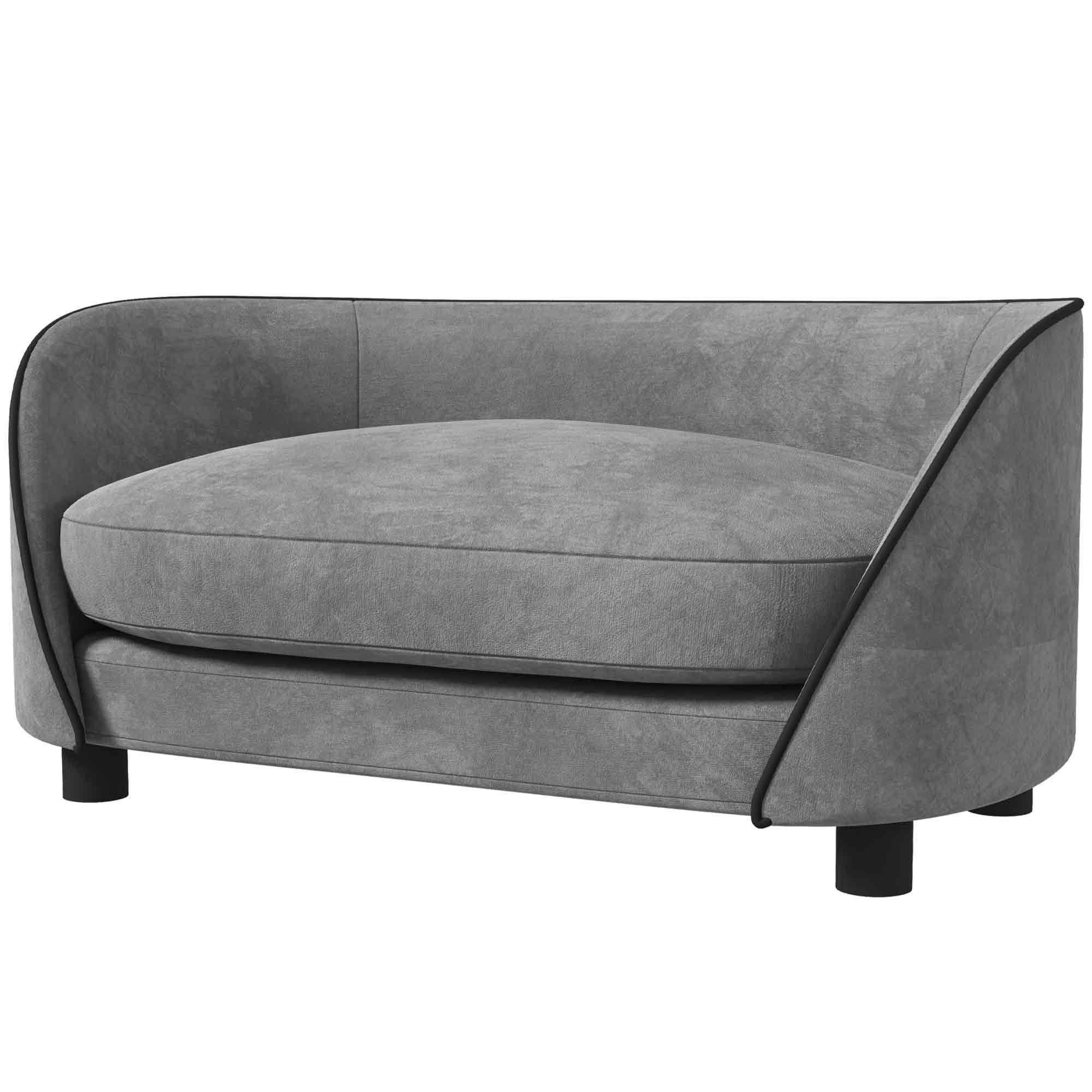 Sans Marque - Canapé pour chien avec coussin doux housse amovible et lavable revêtement en velours néerlandais gris - Image 2