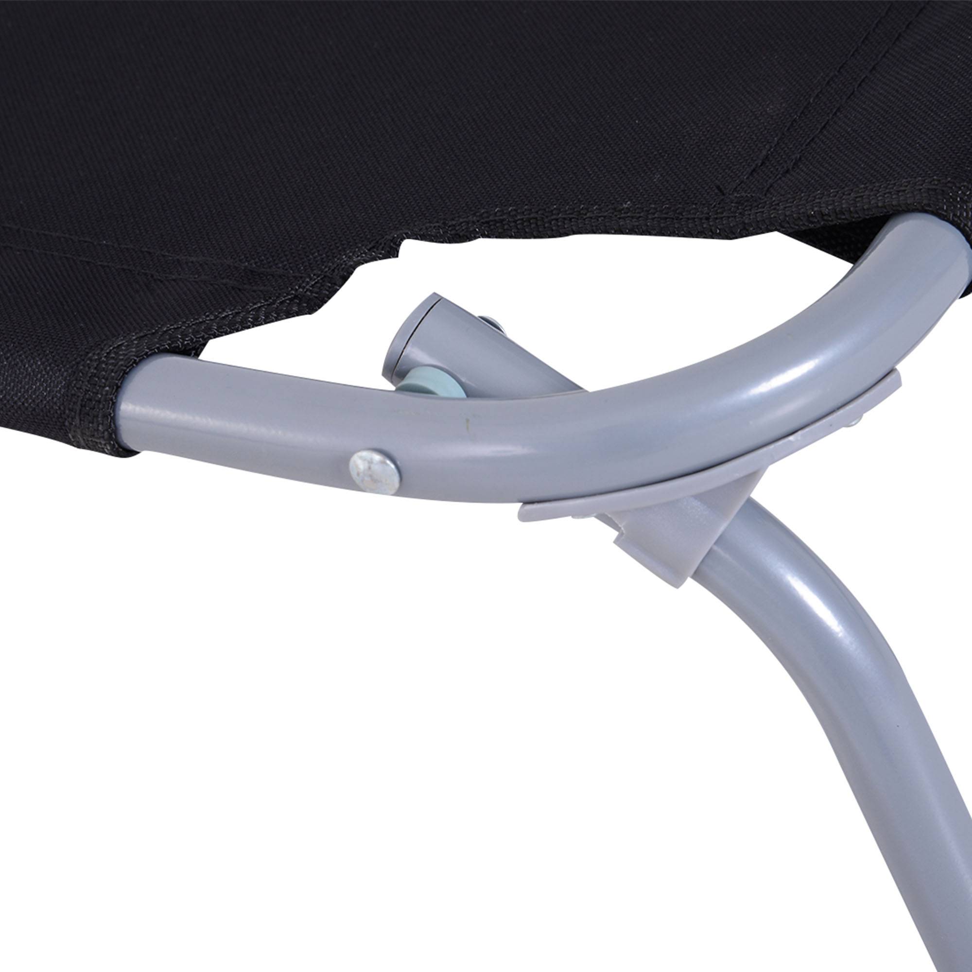 Bain de Soleil transat Pliable Dossier réglable Multipositions métal et Polyester Noir - Image 10
