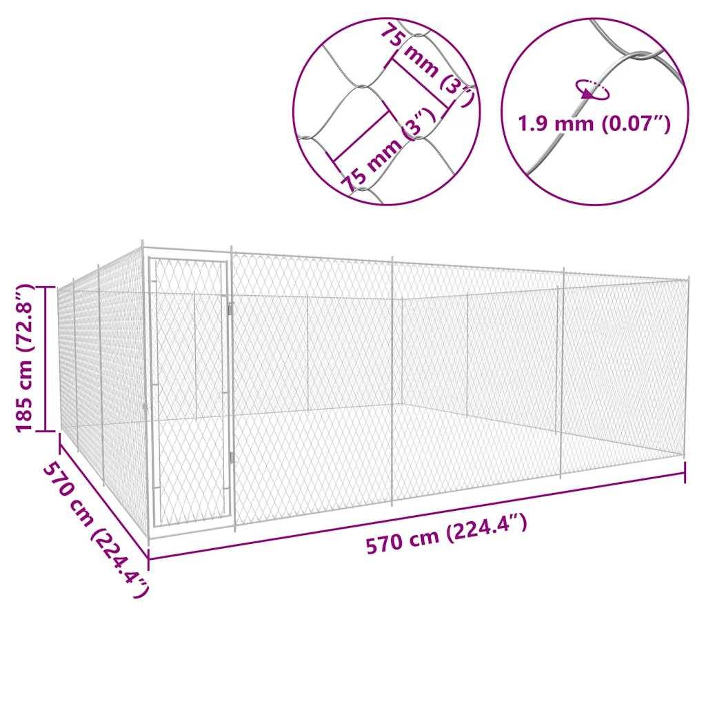 Vidaxl - Chenil extérieur pour chiens Acier galvanisé 570x570x185 cm vidaXL 145034 - Image 3