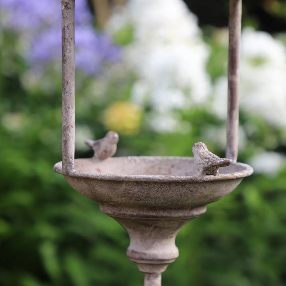 Mangeoire à oiseaux abreuvoir sur pied pique jardin métal gris 140cm Chemin de campagne - Image 6