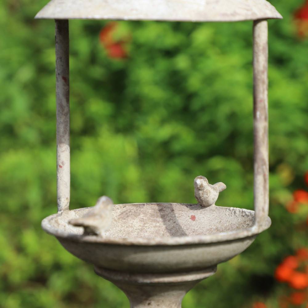 Mangeoire à oiseaux abreuvoir sur pied pique jardin métal gris 140cm Chemin de campagne - Image 3