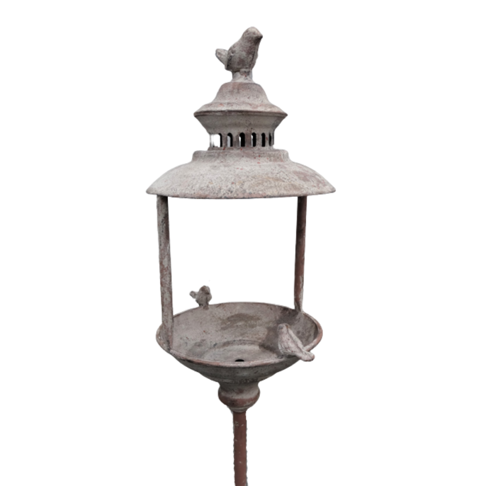 Mangeoire à oiseaux abreuvoir sur pied pique jardin métal gris 140cm Chemin de campagne - Image 1